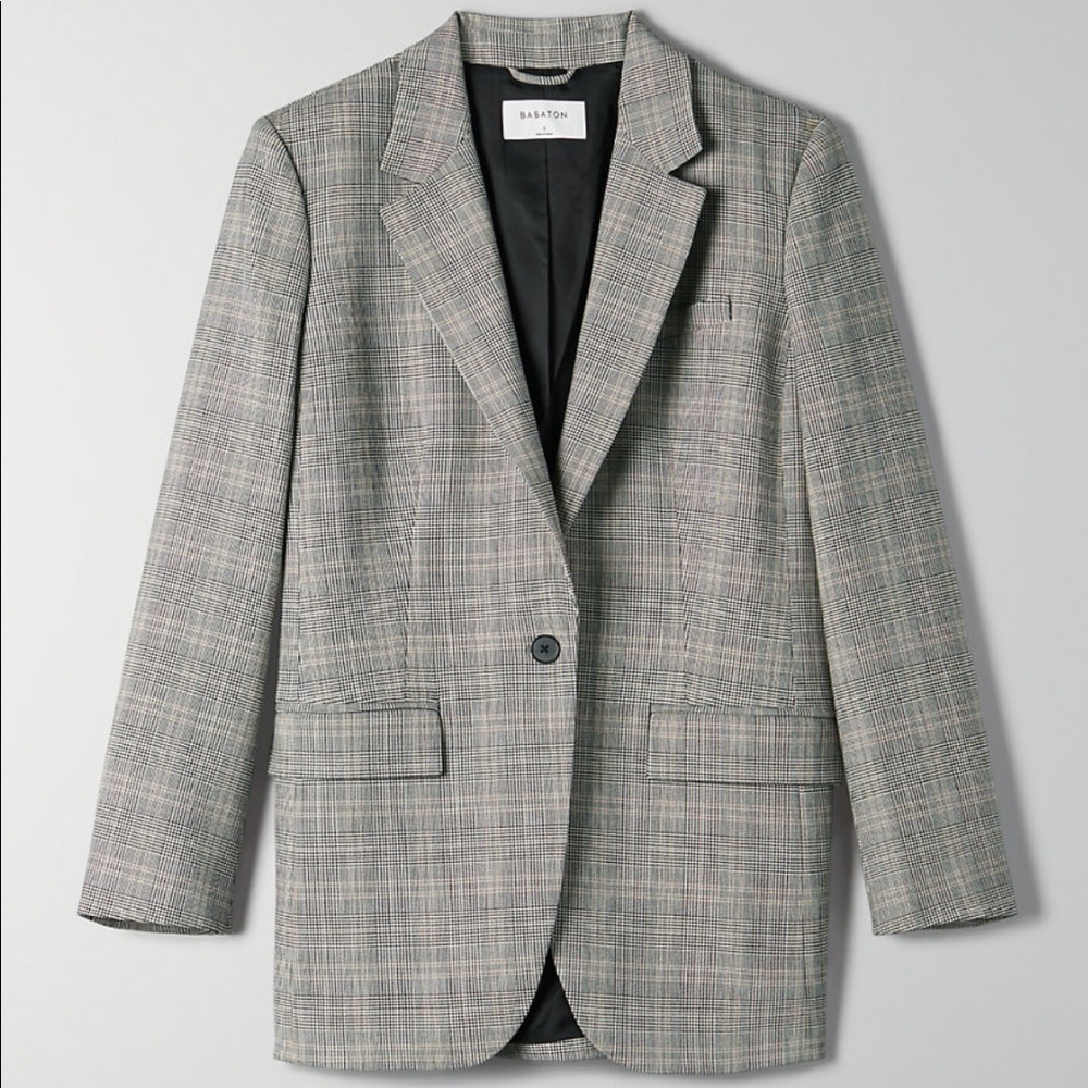 Babaton Gray Plaid Blazer